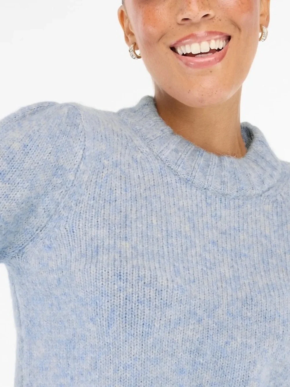 J. Crew Puff-Sleeve Alpaca Blend Crew Neck Sweater Heather Frosted Gray Size XL
